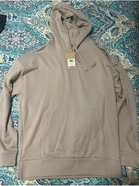 ASICS Taupe Relaxed-Fit Pullover Hoodie